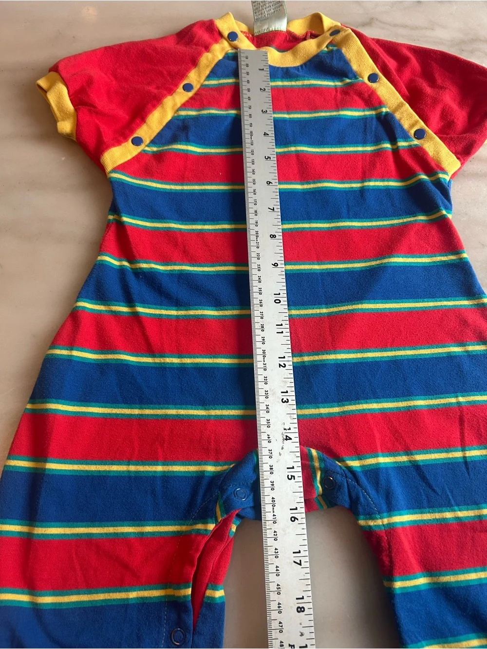 Vintage Sprockets Mervyn's Primary Color Striped Jumpsuit Romper 18 month